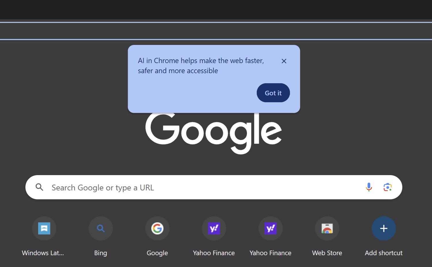 AI pop-up in Chrome