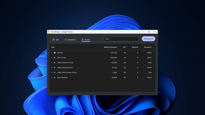 Chrome on Windows 11 with new Task Manager