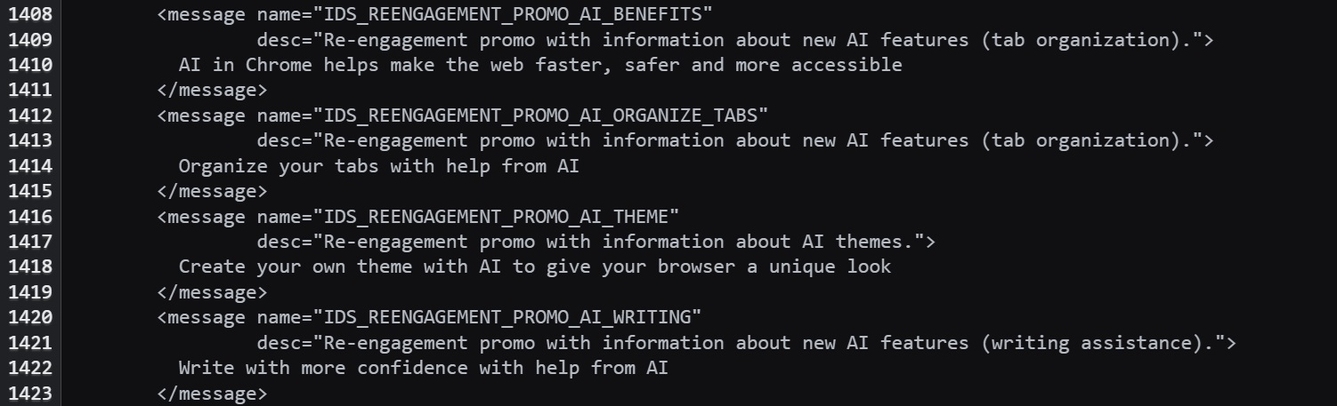 Google Chrome AI features reference