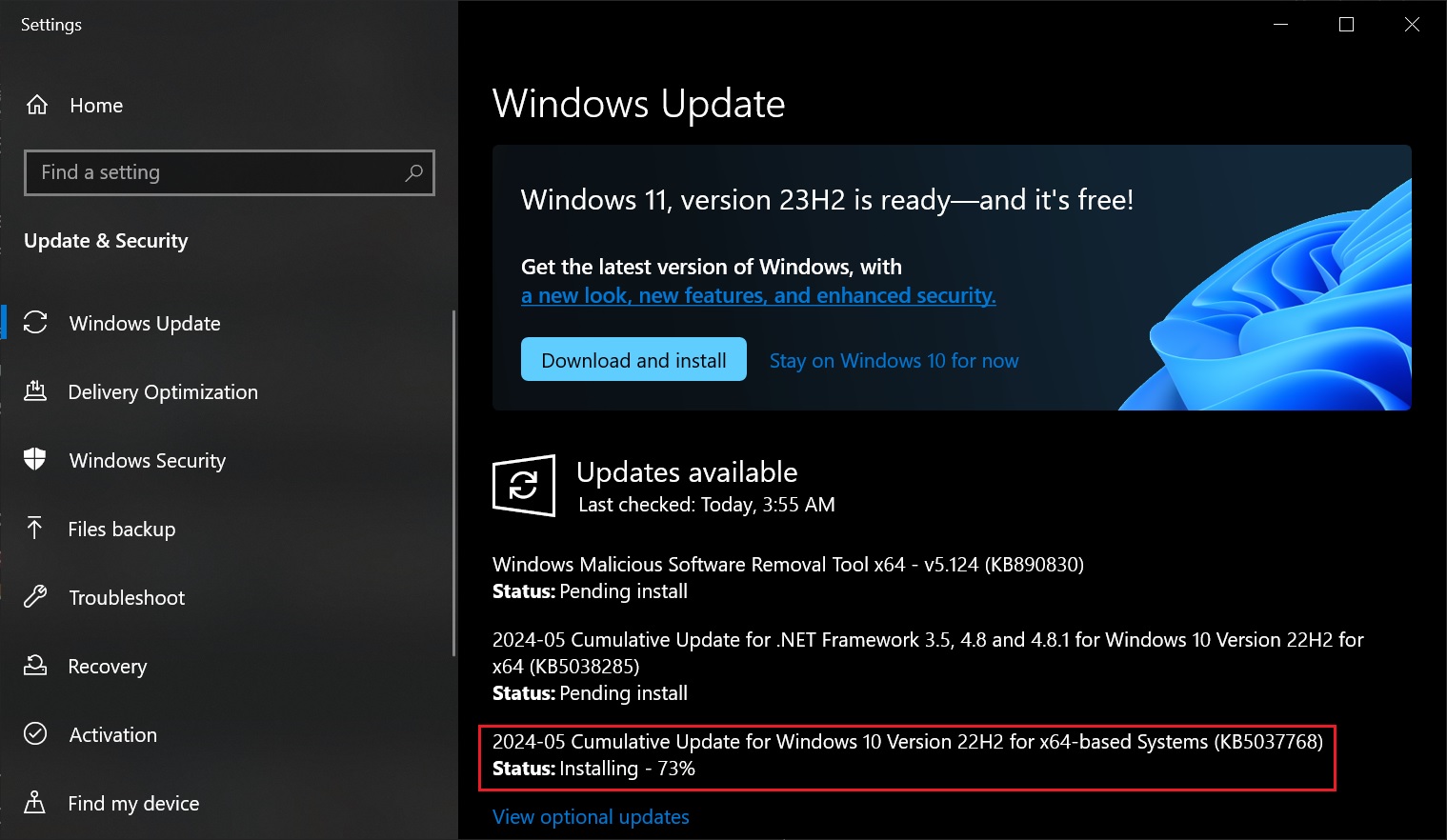 KB5037768 Windows update