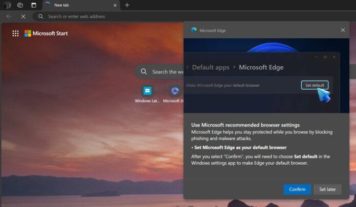 Microsoft Edge alert on Windows 11