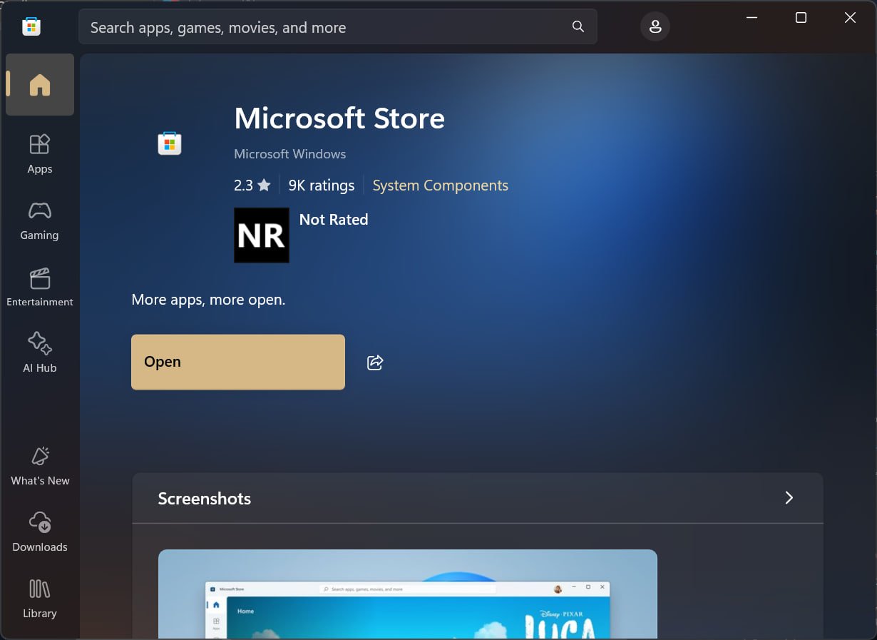 Microsoft Store new design on Windows 11