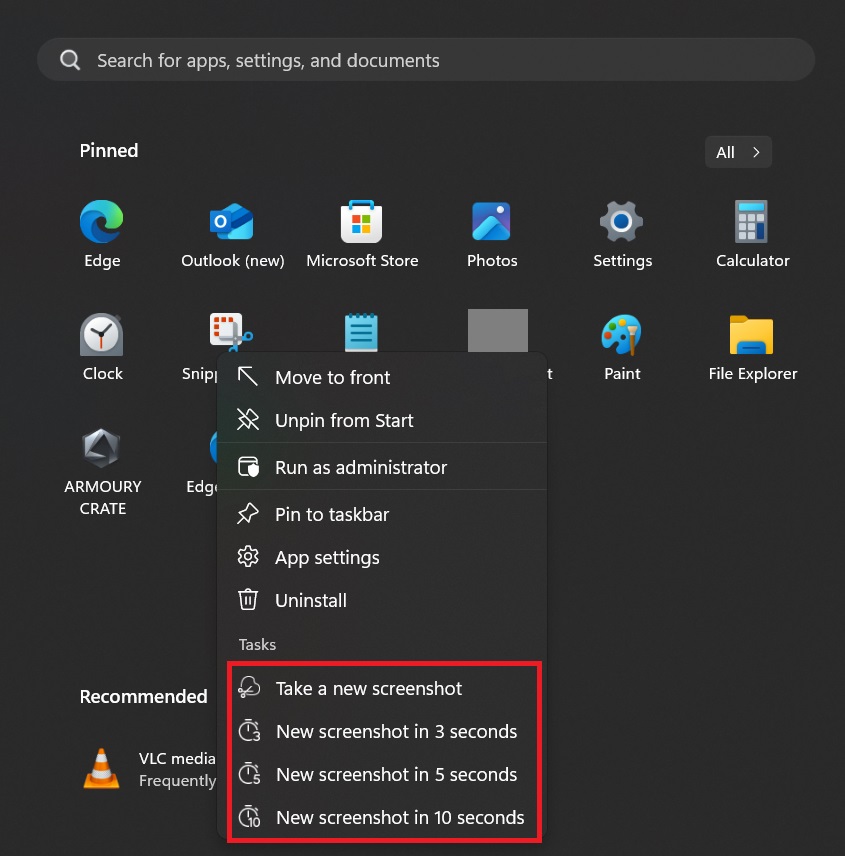 new jumplist option in start menu 23h2