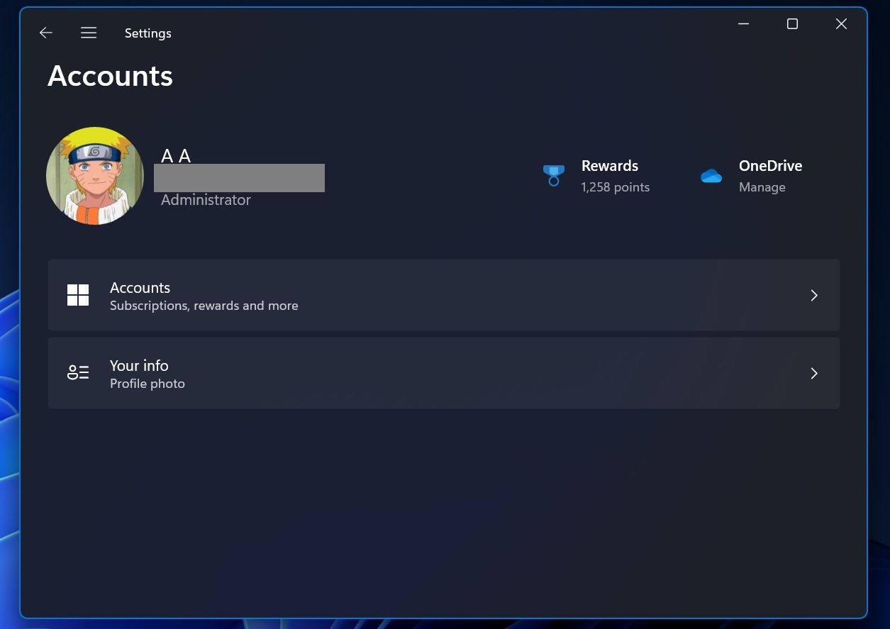 new profile picture editing option in the settings app windows 11