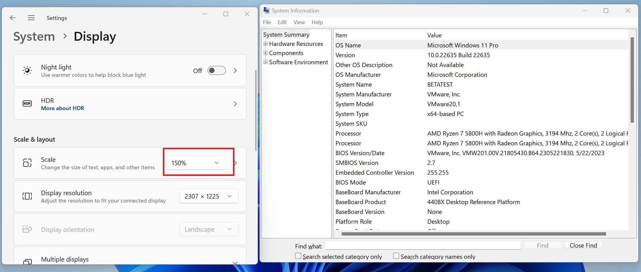 system information app shows bigger text when using higher scaling options in windows 11 beta 23h2