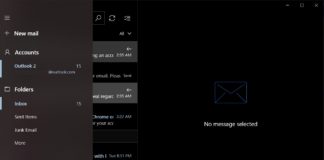 Windows 10 Mail app dark mode