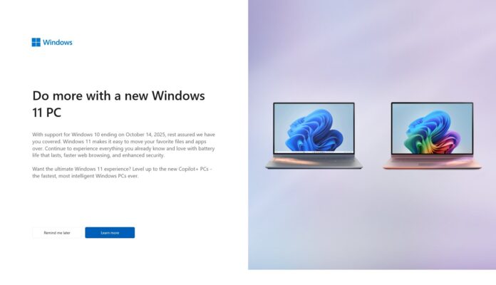 Windows 11 ad on Windows 10