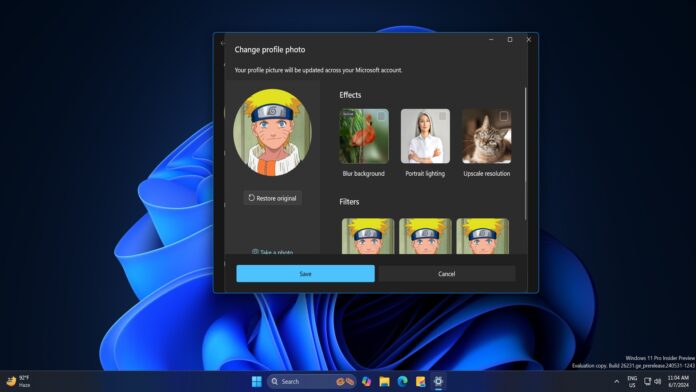 Windows 11 build 26231 tests AI integration for your profile pictures