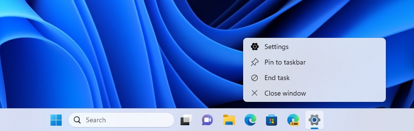 Windows 11 End Task for taskbar