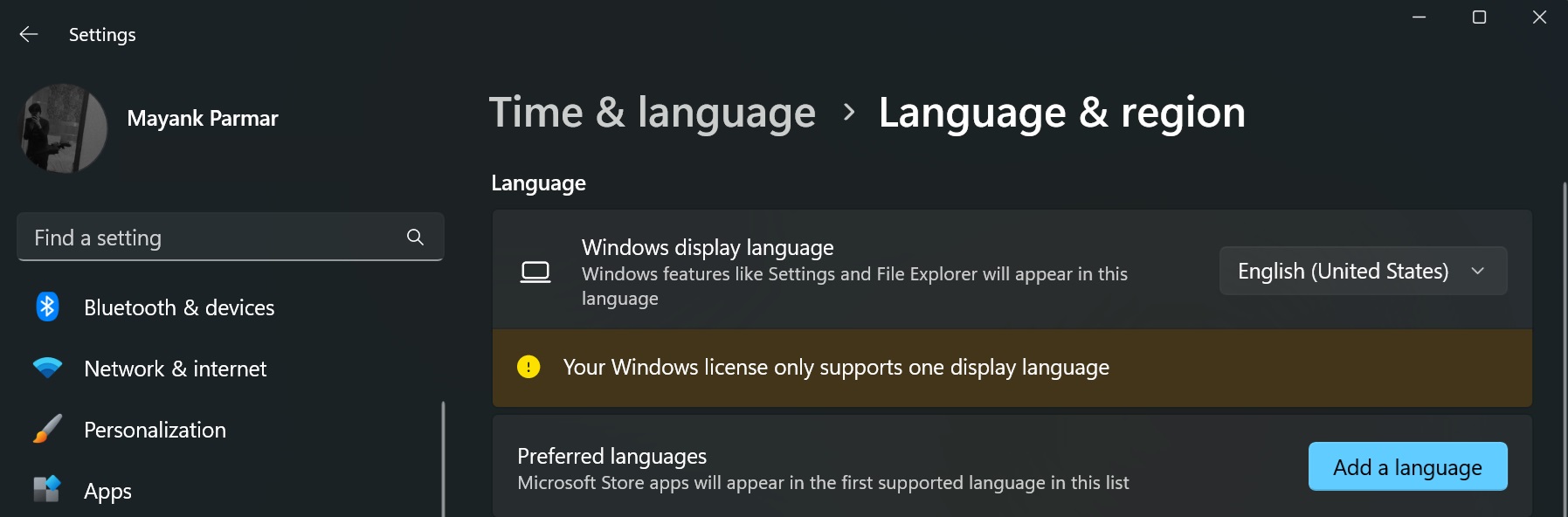 Windows 11 Language & Region