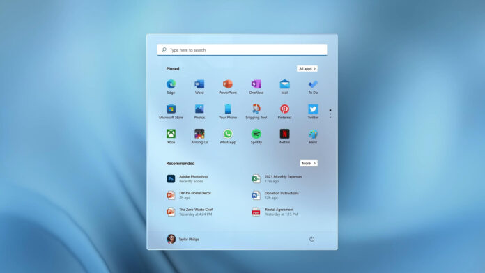 Windows 11 Start menu recommended