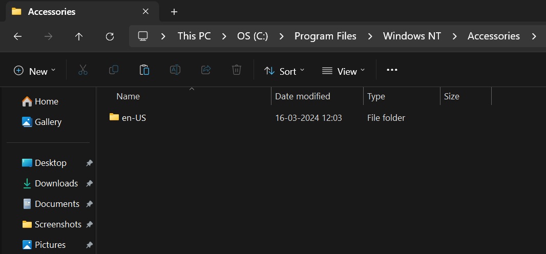 wordpad files missing in windows 11 24h2